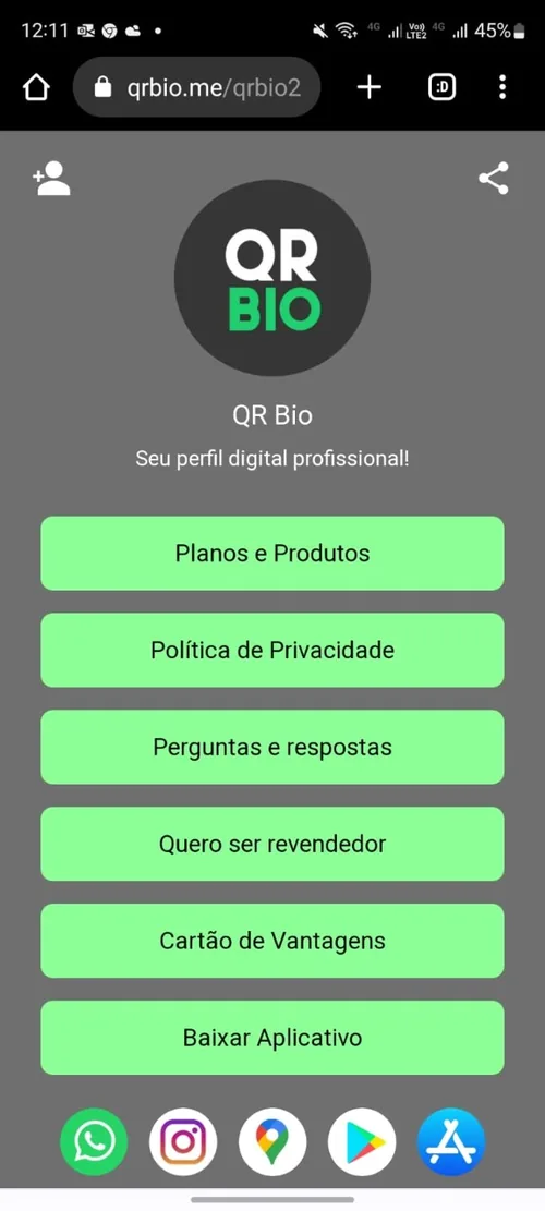 Perfil de exemplo do QR Bio